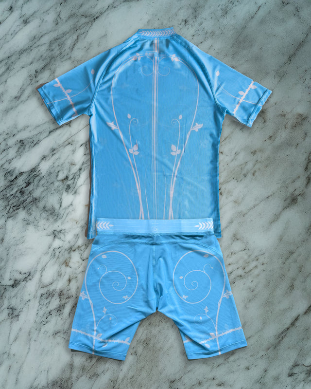 The Blue Vines Mesh Suit (Top + Shorts)
